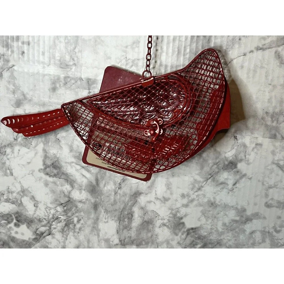 Cardinal Bird Feeder NWT Yard Ornament Winter Red/Hinged/bird Seed/Tree/Glitter - Picture 5 of 16